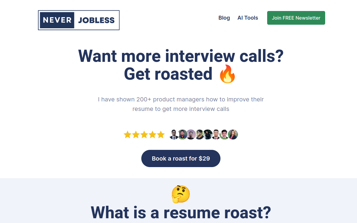 Never Jobless LinkedIn Message Generator website preview