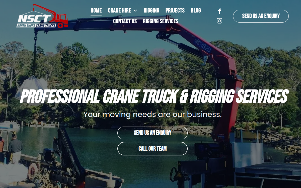 North Shore Crane Trucks website screenshot