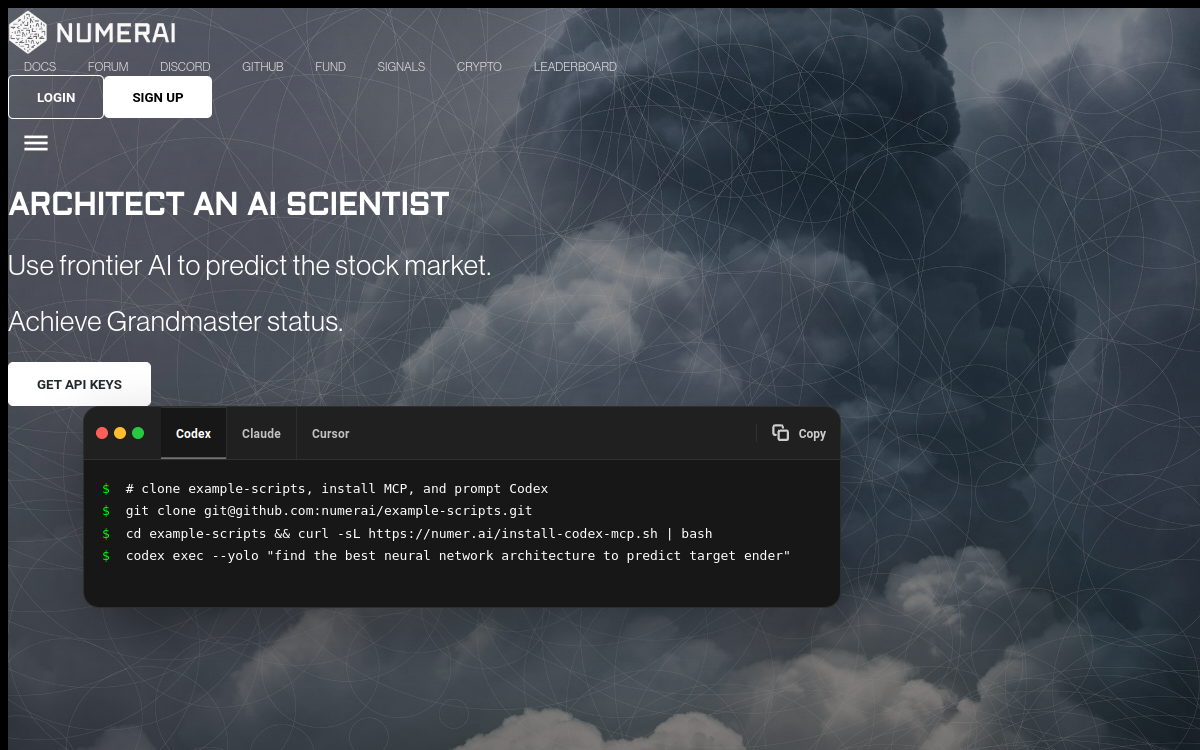 Numerai website preview