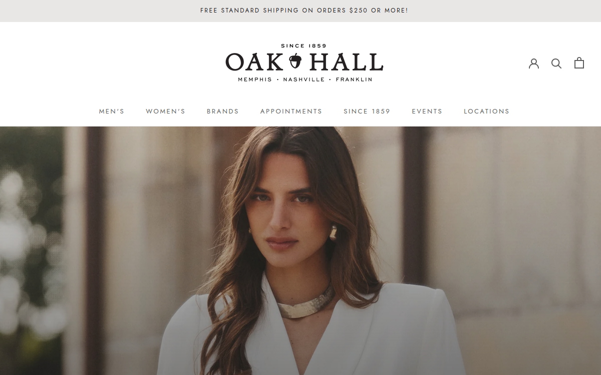 Oak Hall website screenshot
