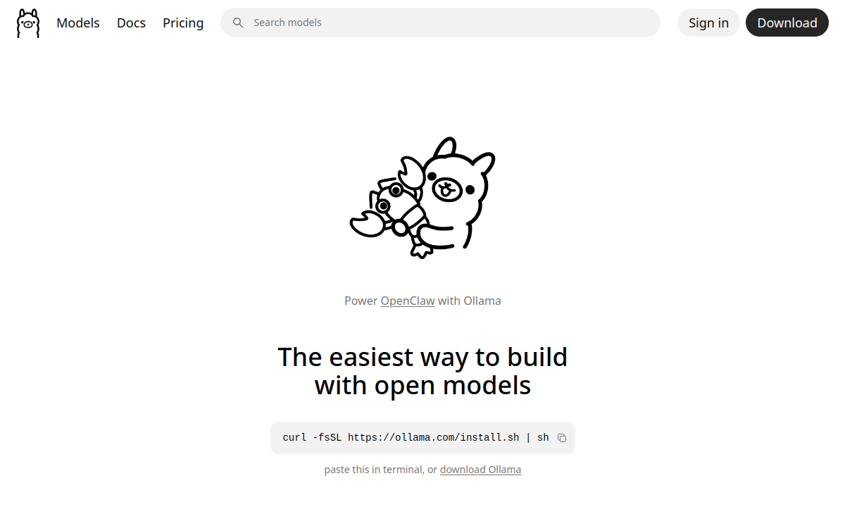 Ollama website preview