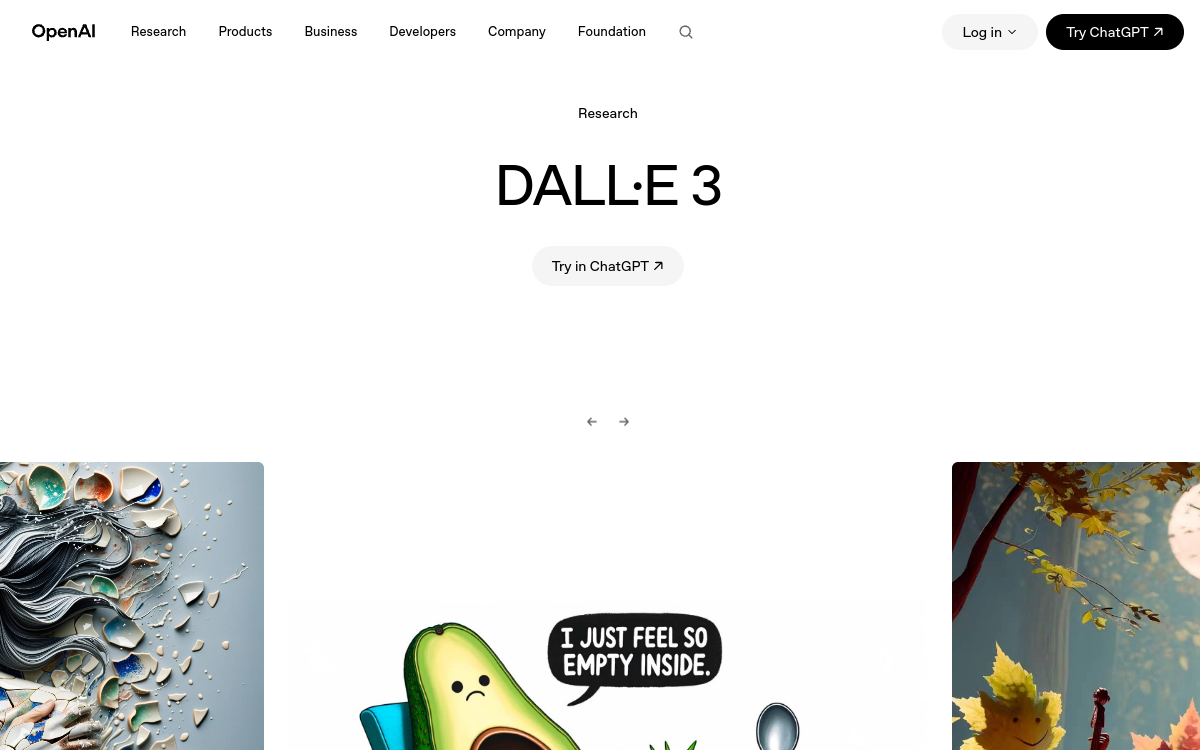 DALL·E 3 website preview