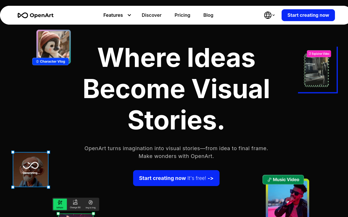 OpenArt website preview