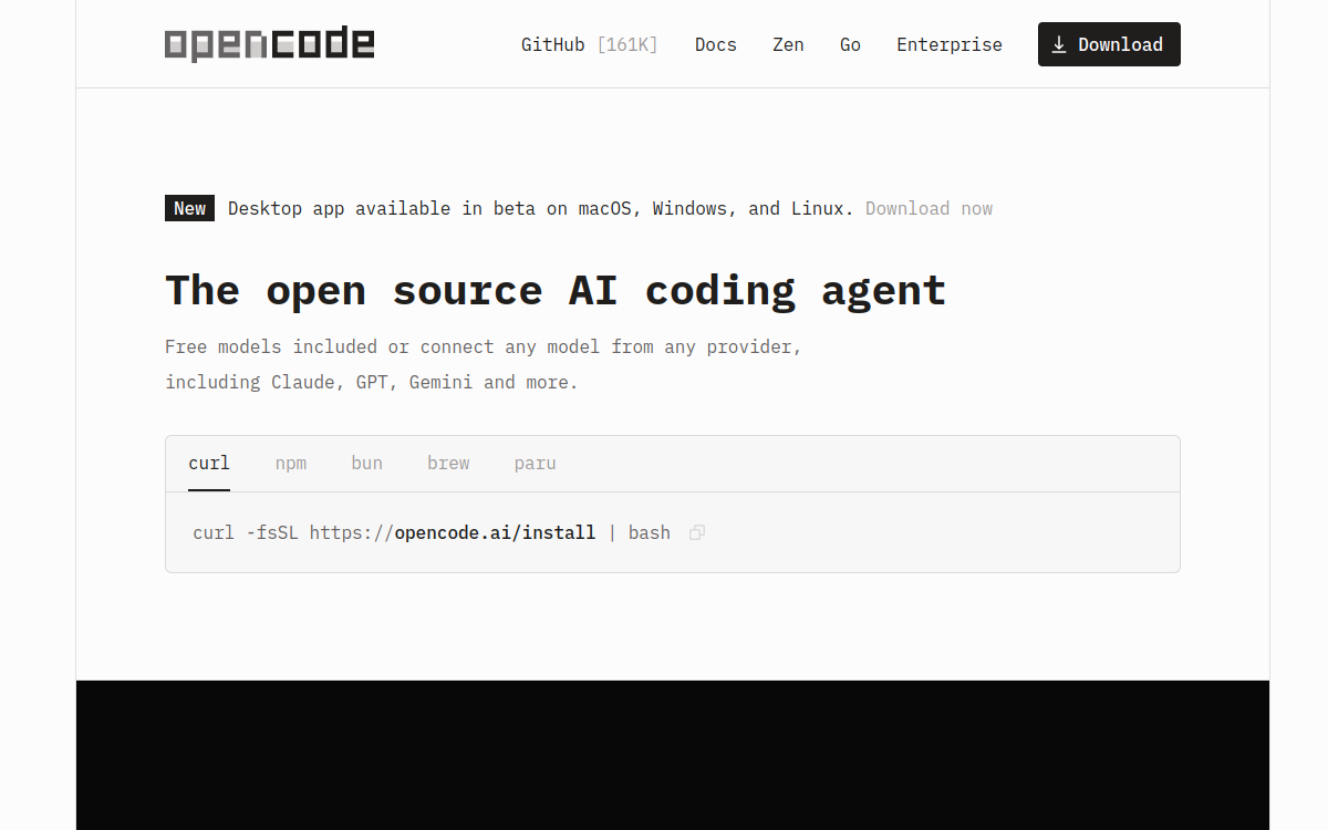 OpenCode website preview