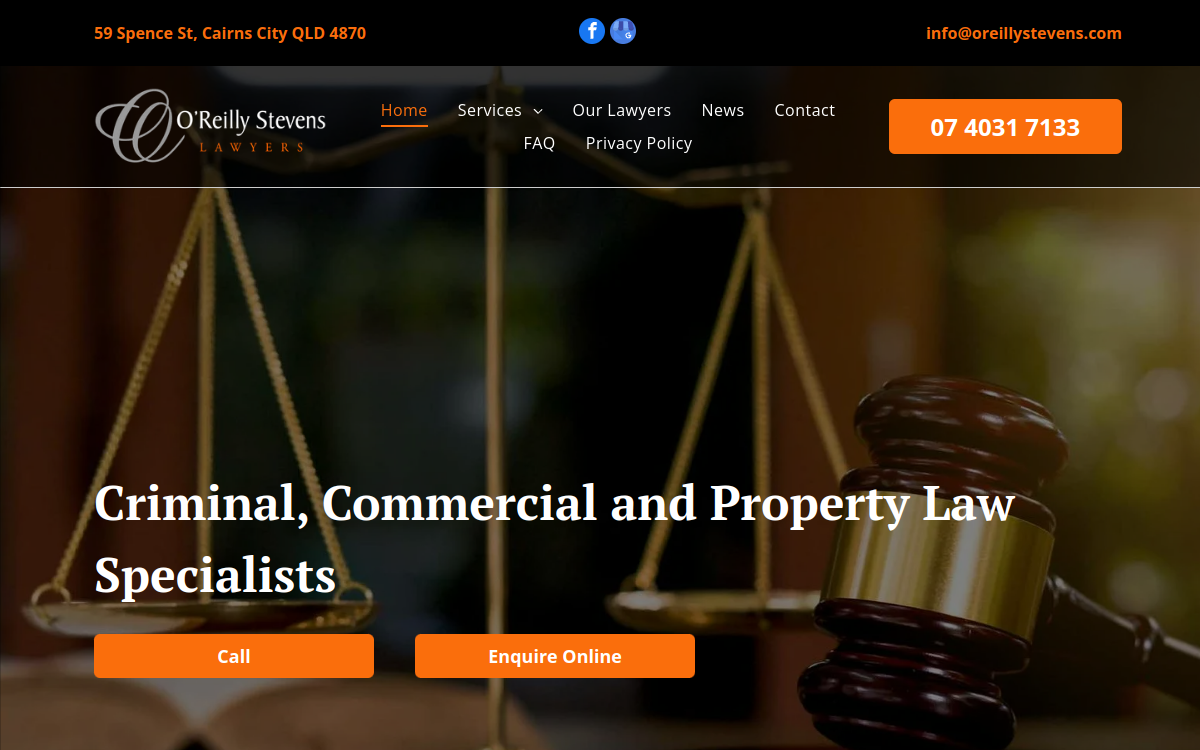 O'Reilly Stevens Lawyers website screenshot