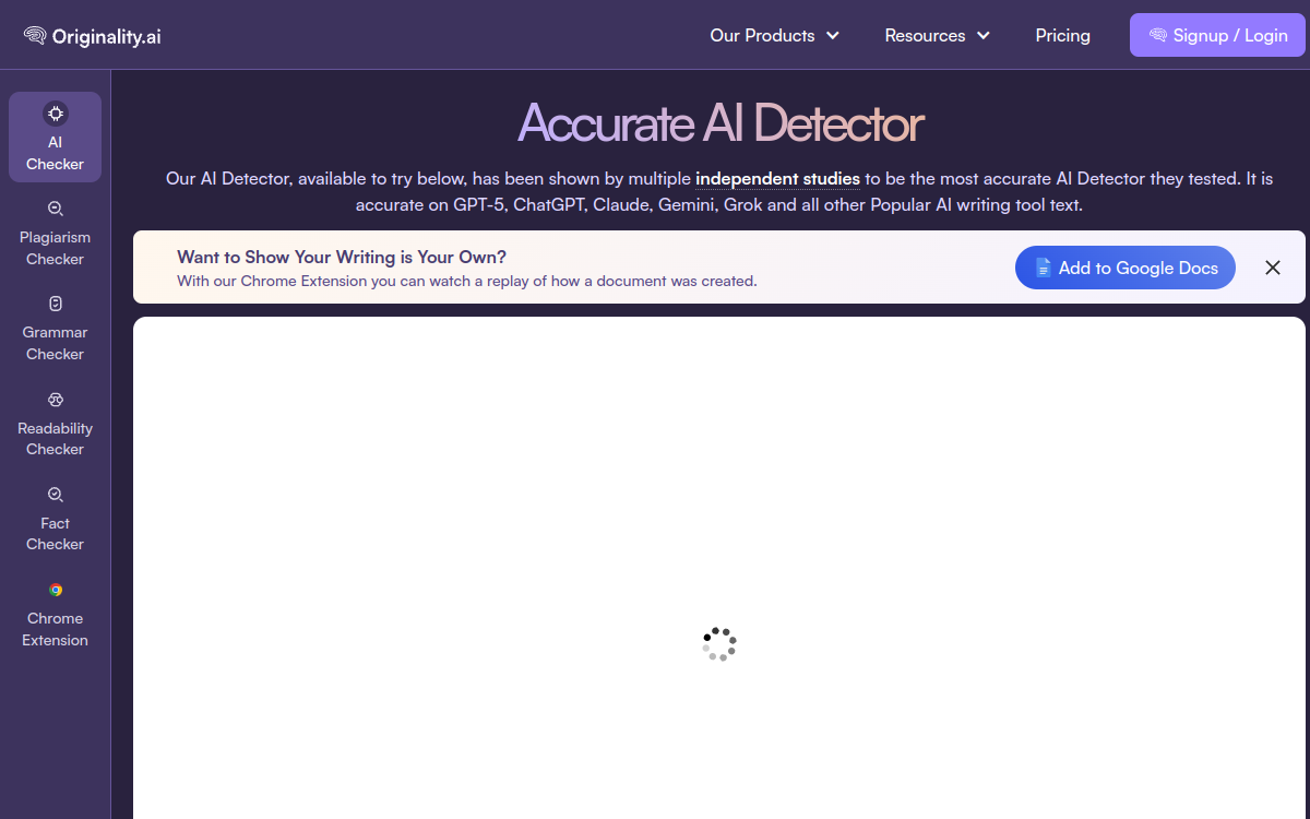 Originality.ai website preview