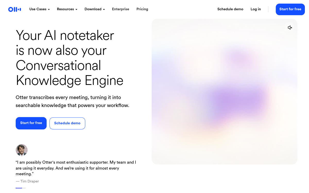 Otter.ai website preview