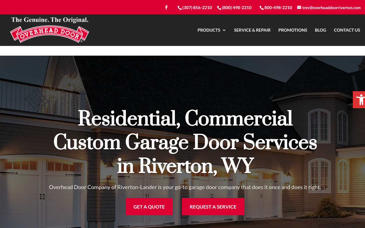 Overhead Door Company of Riverton-Lander website screenshot
