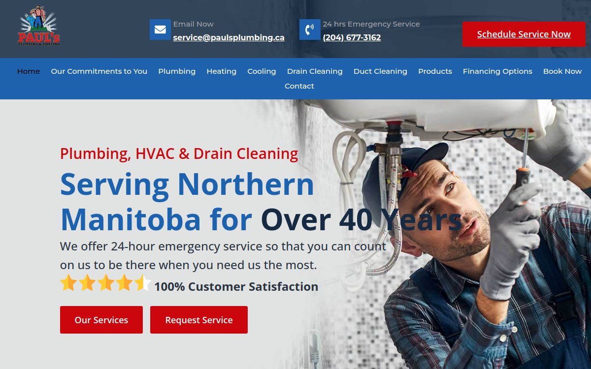 Paul's Plumbing & Heating Ltd website screenshot