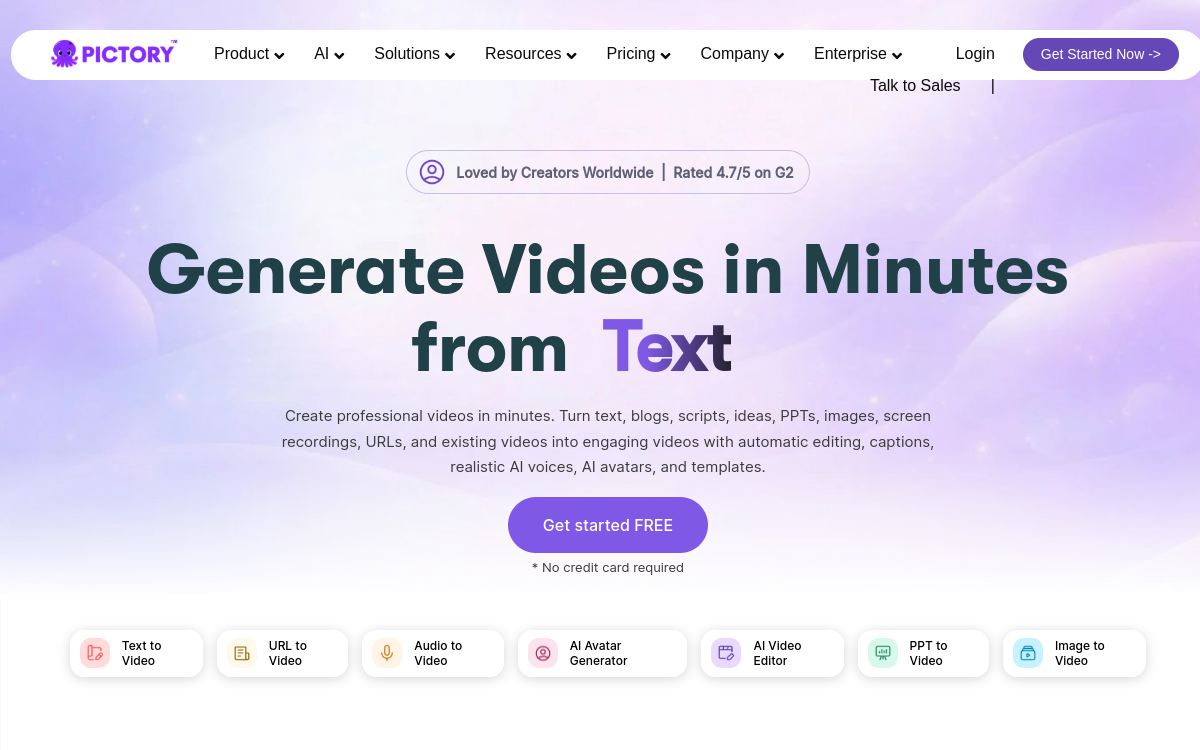 Pictory website preview