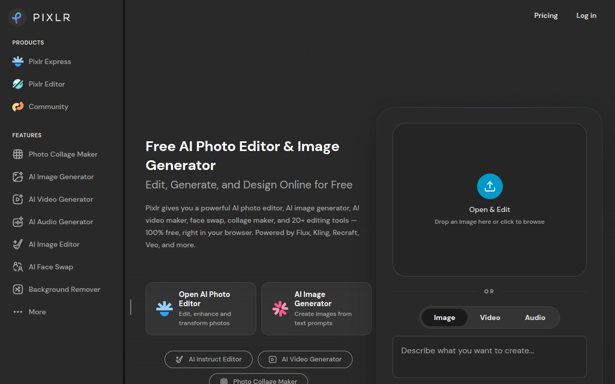 Pixlr website preview