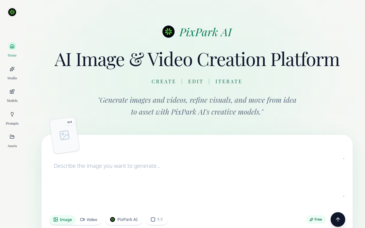 Screenshot von PixPark AI