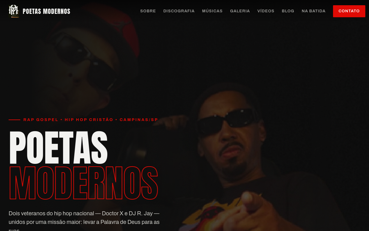 Página inicial do site Poetas Modernos