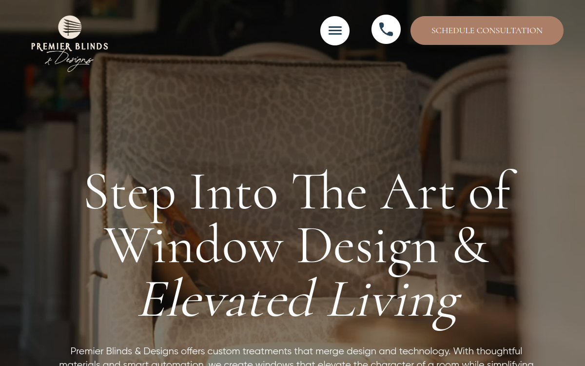 Premier Blinds and Designs of Atlanta website screenshot