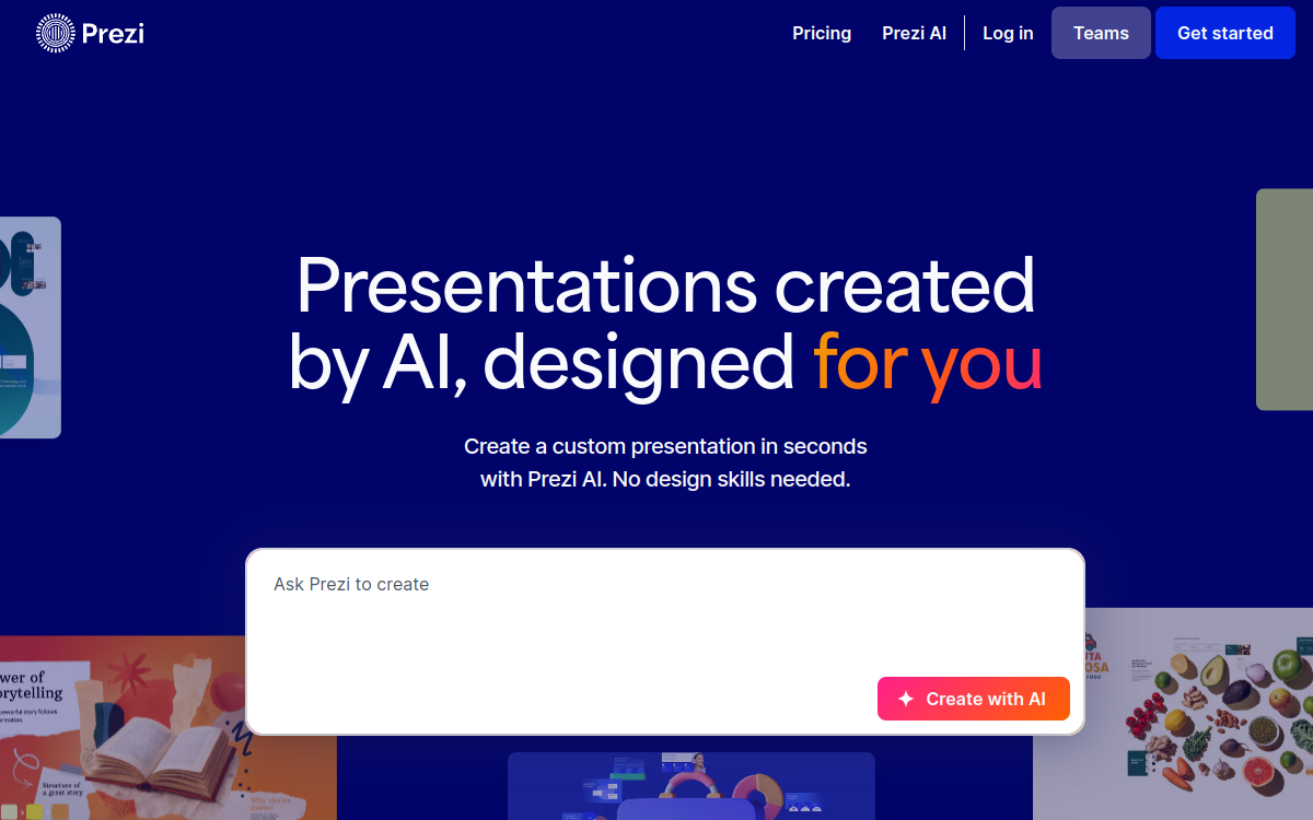 Captura de pantalla de Prezi AI