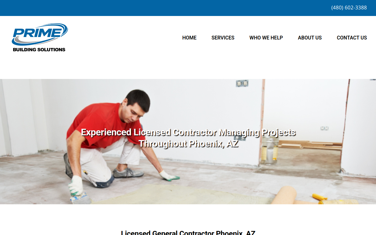 Prime Builders website screenshot