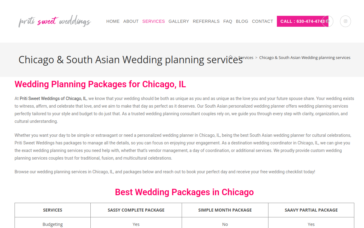 Priti Sweet Weddings website screenshot