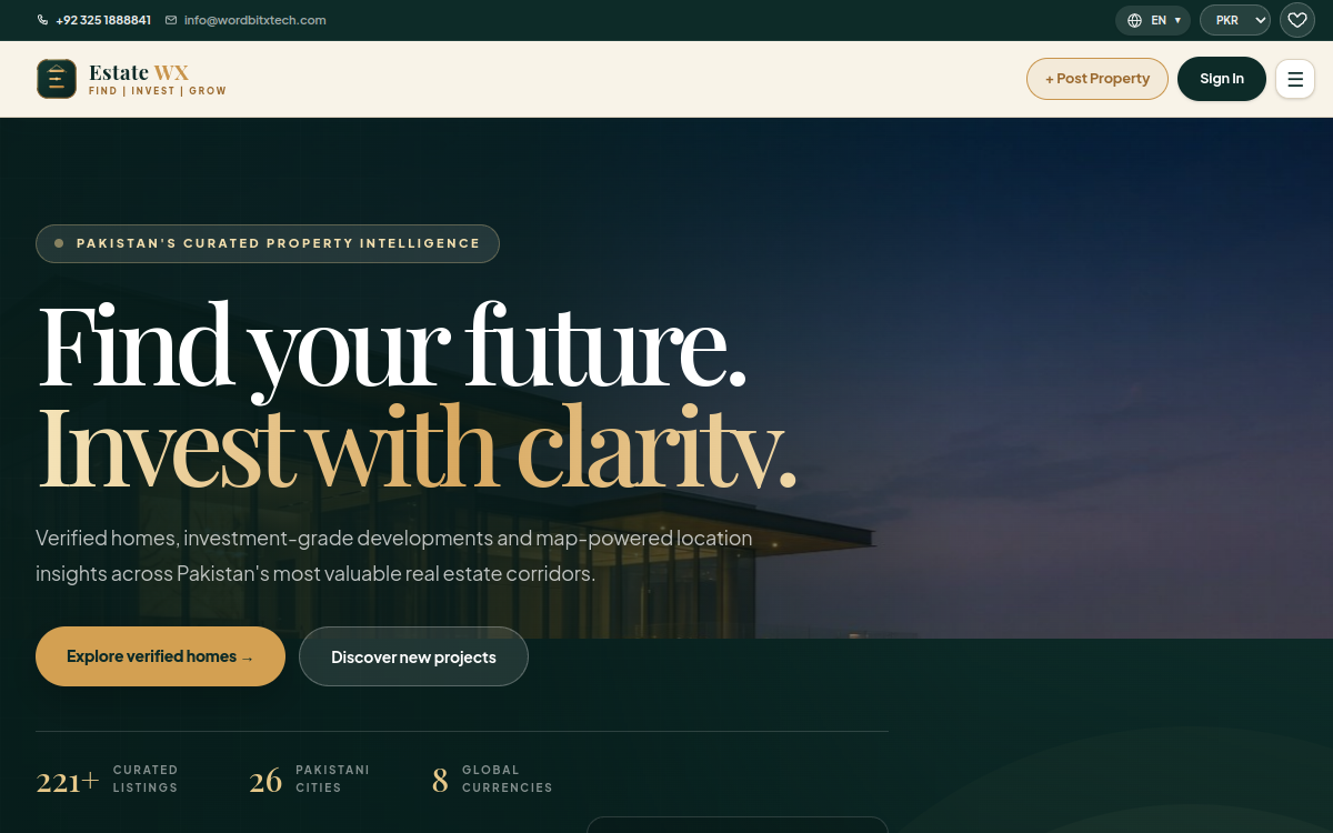 Real Estate / Property — WordbitX live demo website screenshot