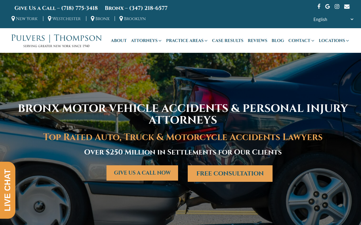 Pulvers, Pulvers & Thompson website screenshot