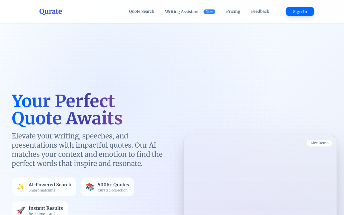 Qurate website preview