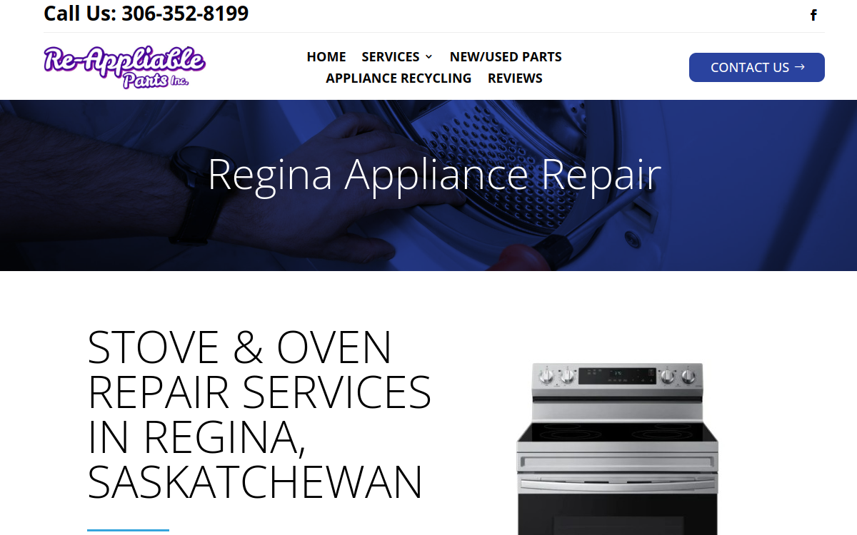 Re-Appliable Parts Inc website screenshot