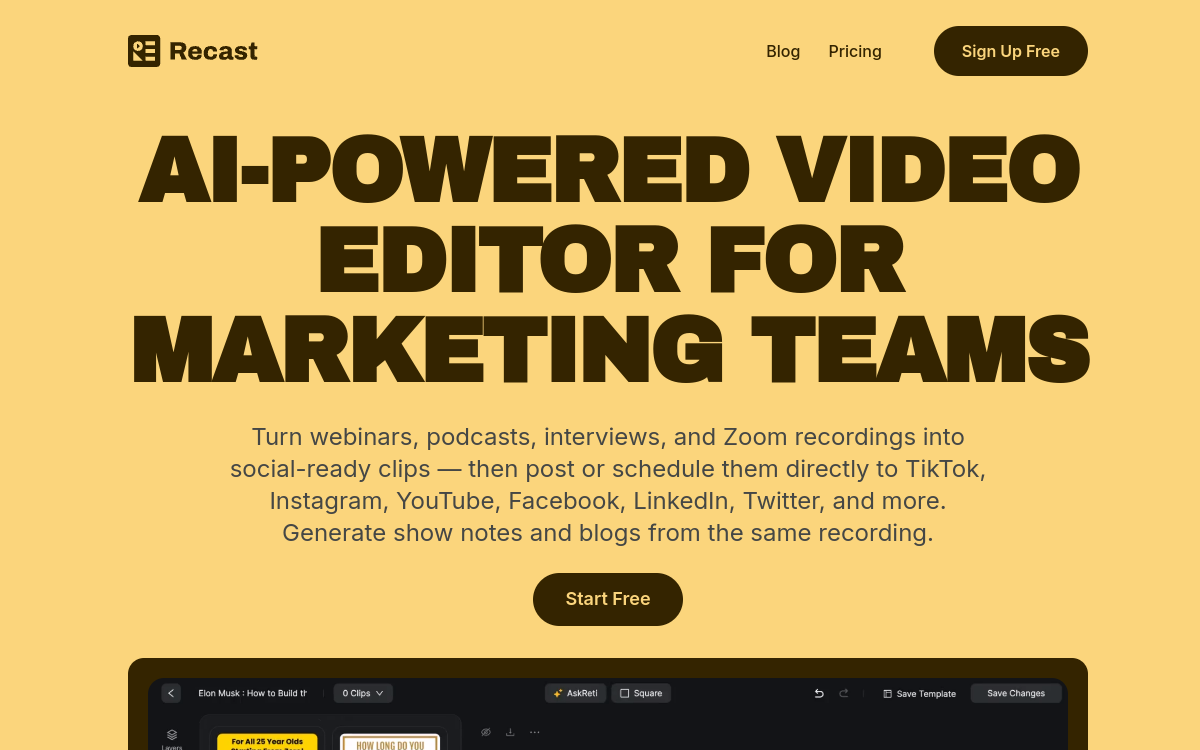 Recast Studio website preview