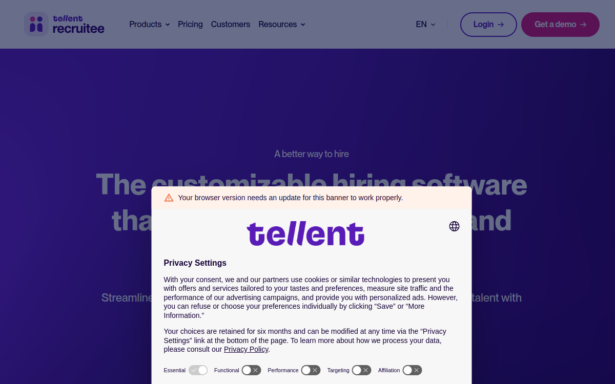 Recruitee interface screenshot