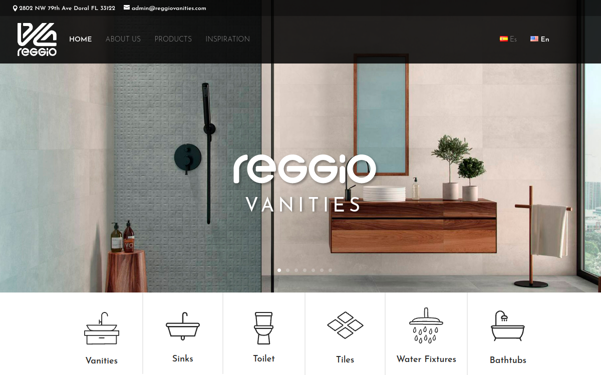 Reggio Vanities website screenshot