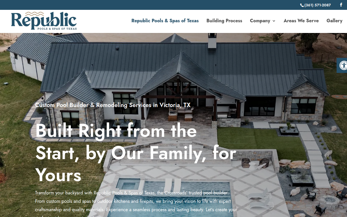 Republic Pools & Spas of Texas website screenshot