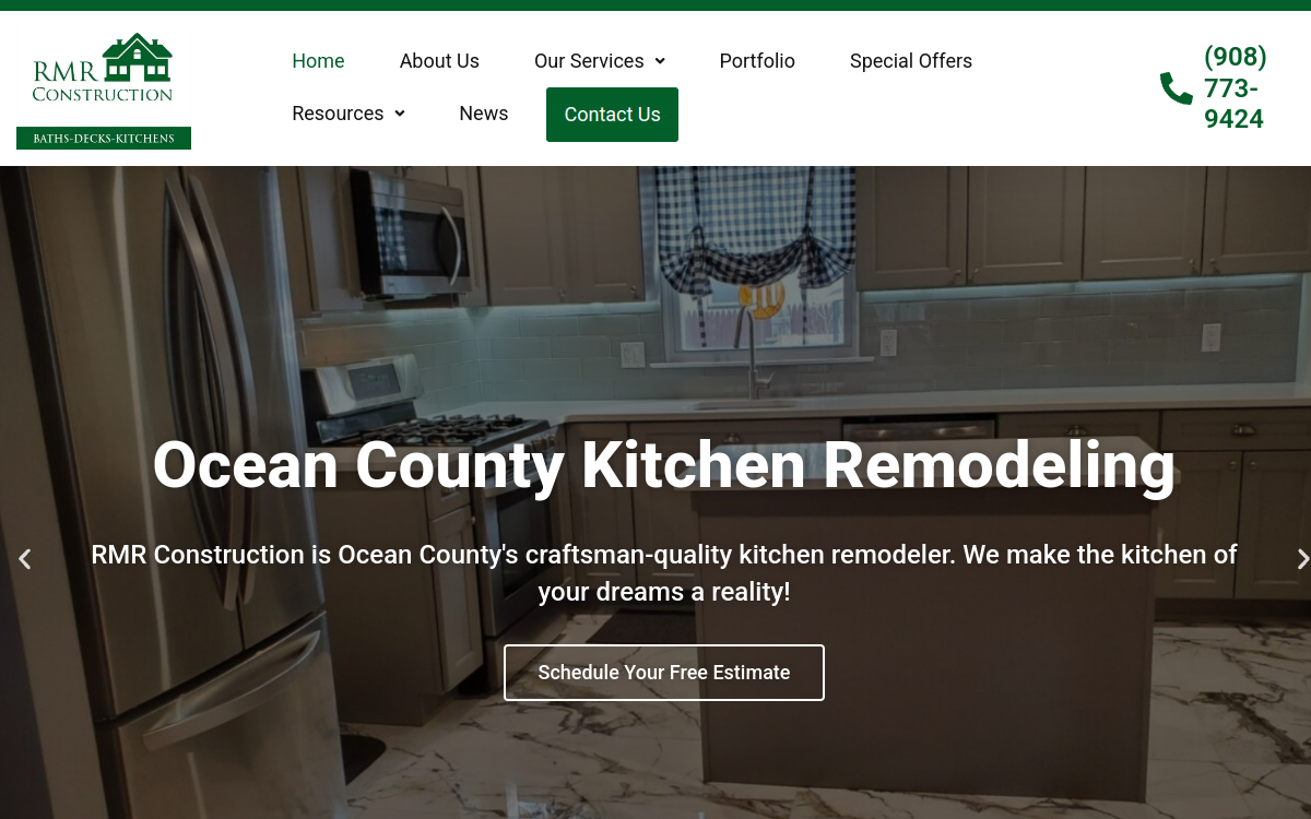 RMR Construction Services website screenshot
