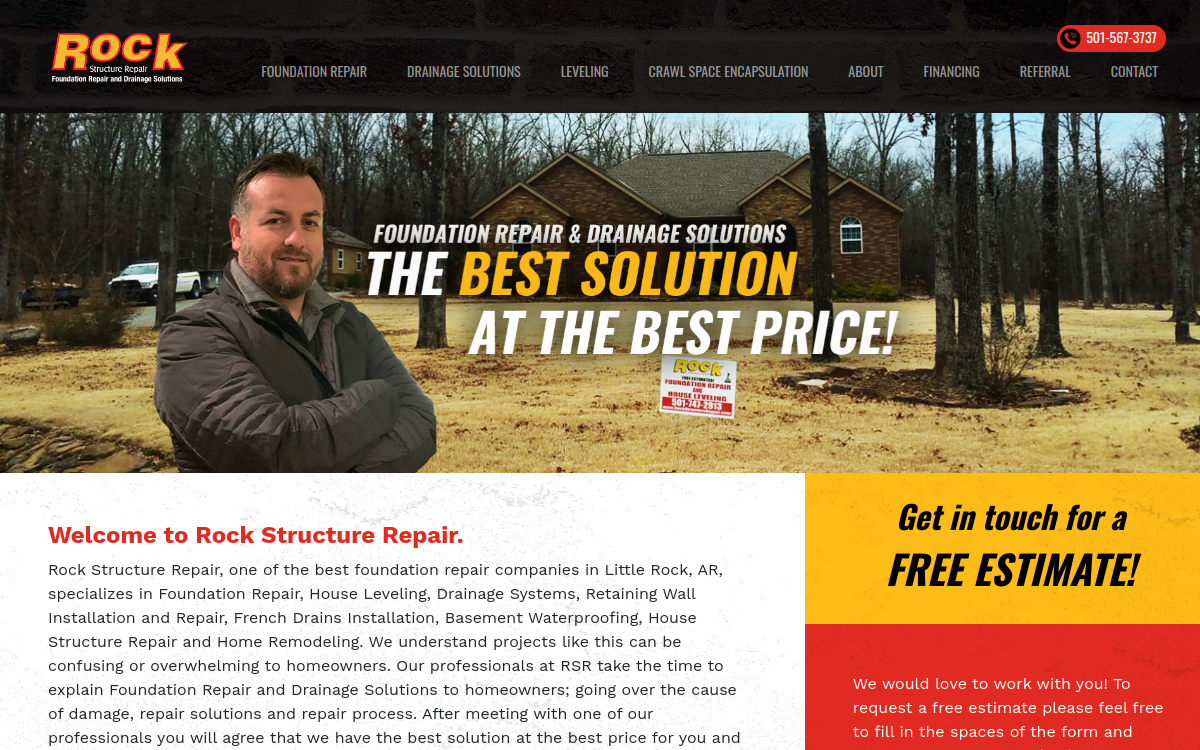 Rock Structure Repair, LLC website screenshot