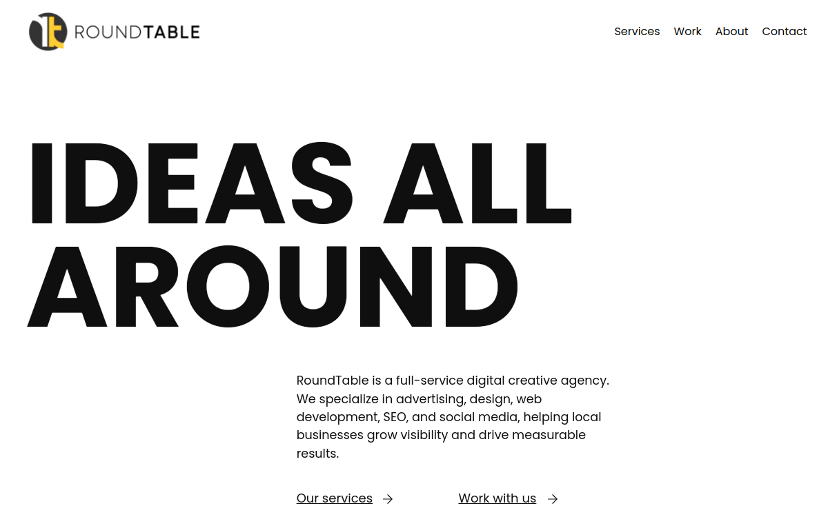 RoundTable Creative website screenshot