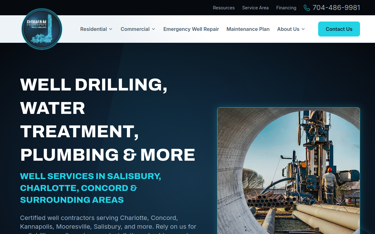 Rowan Well Drilling website screenshot