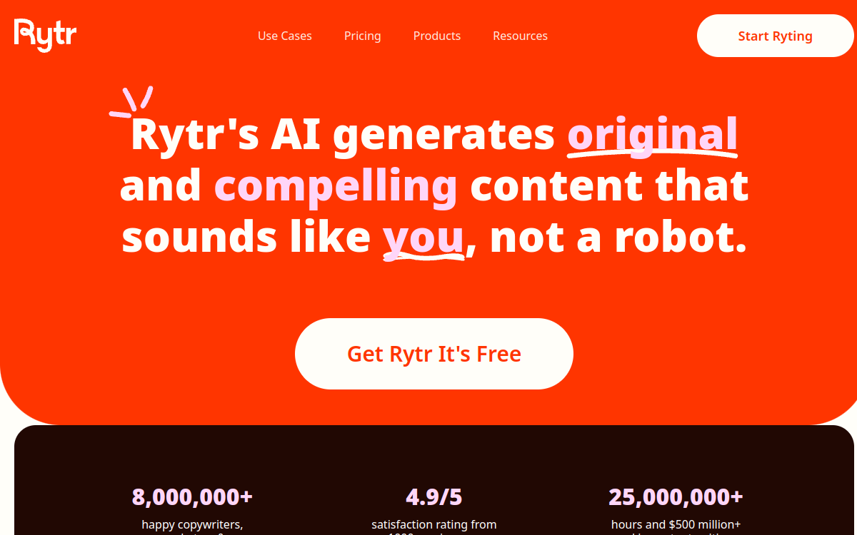 Rytr website preview
