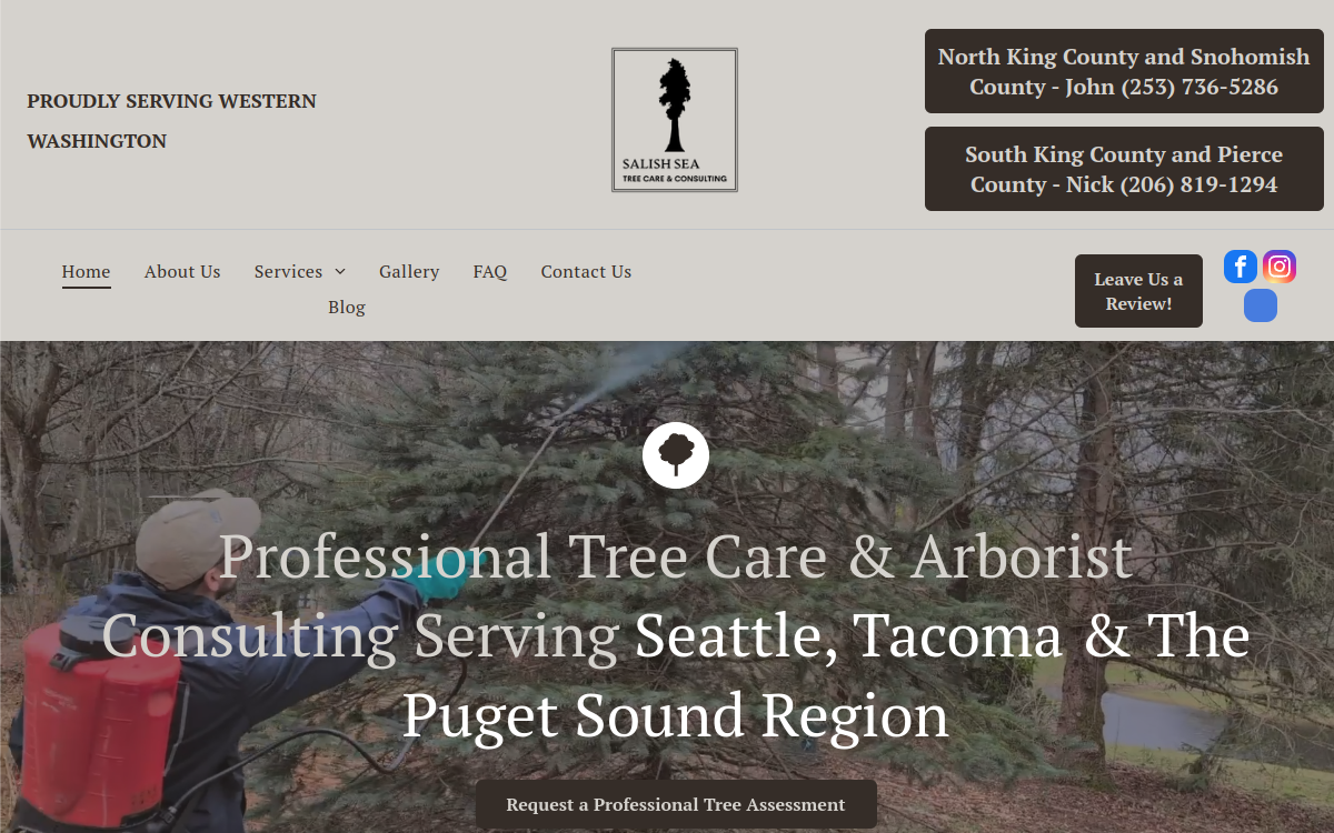 Salish Sea Tree Care and Consulting website screenshot