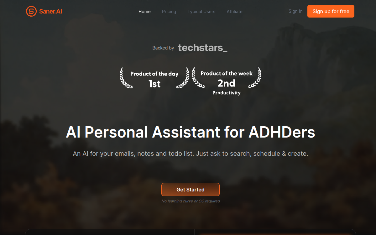 Saner.ai website preview
