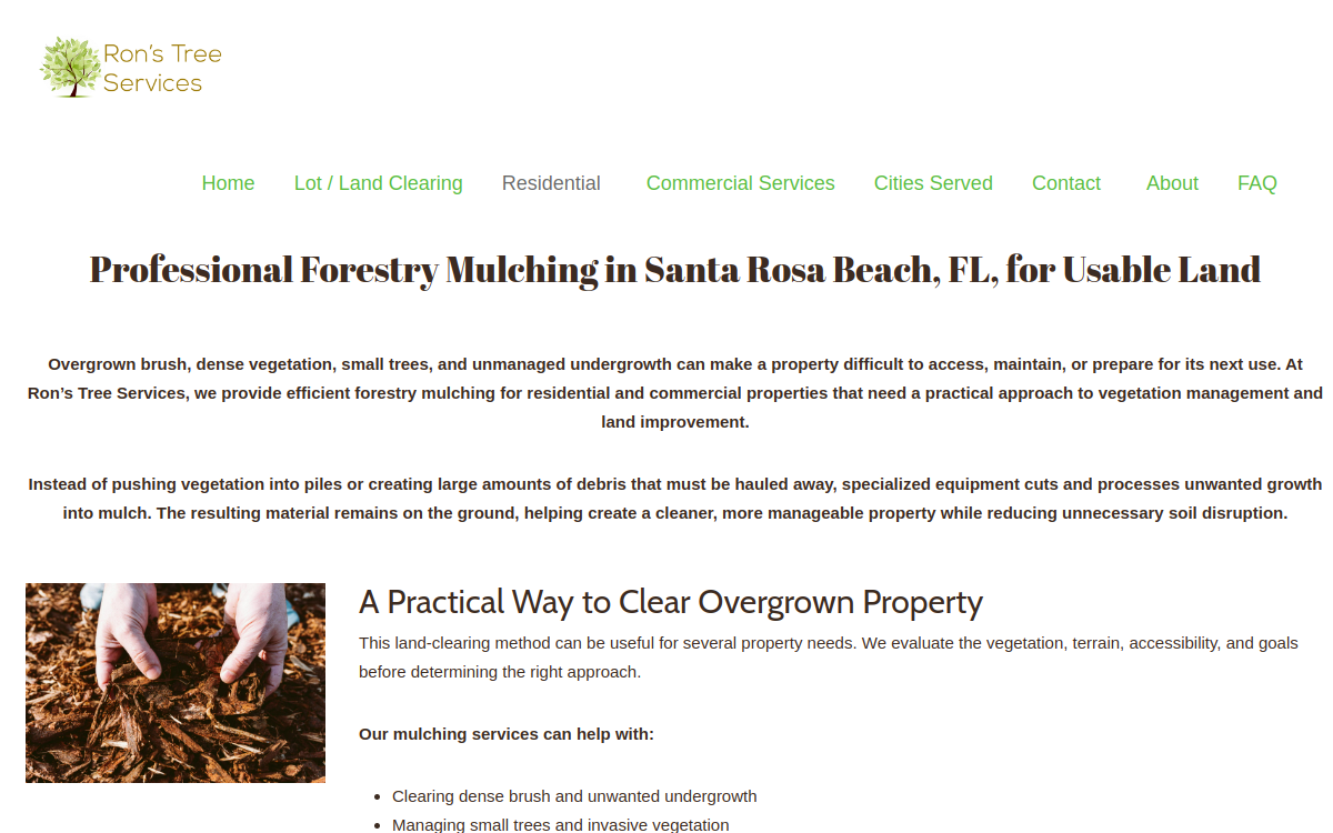 Ron's Tree Services website screenshot