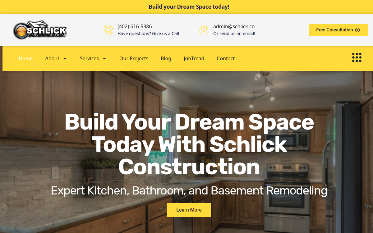Schlick Construction website screenshot