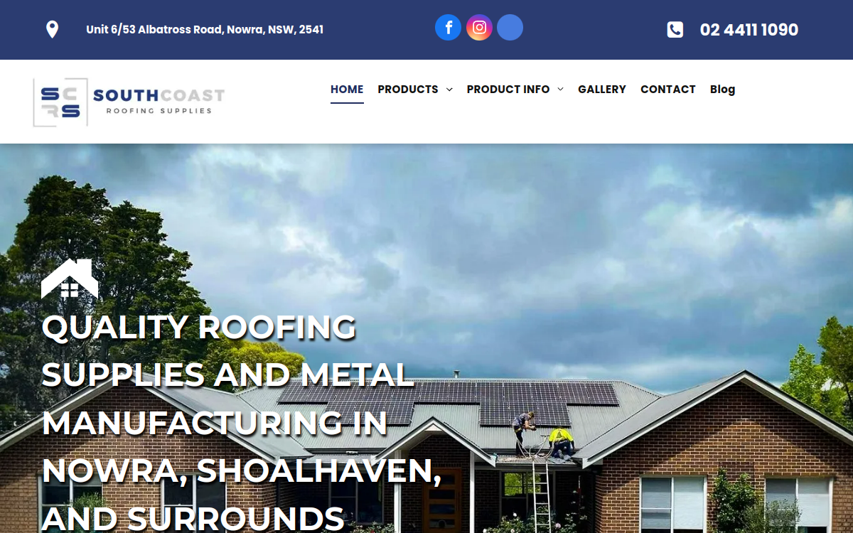 South Coast Roofing Supplies website screenshot