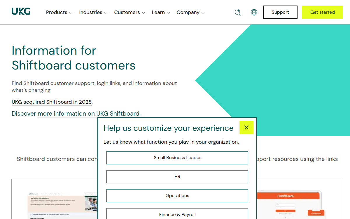 Shiftboard interface screenshot