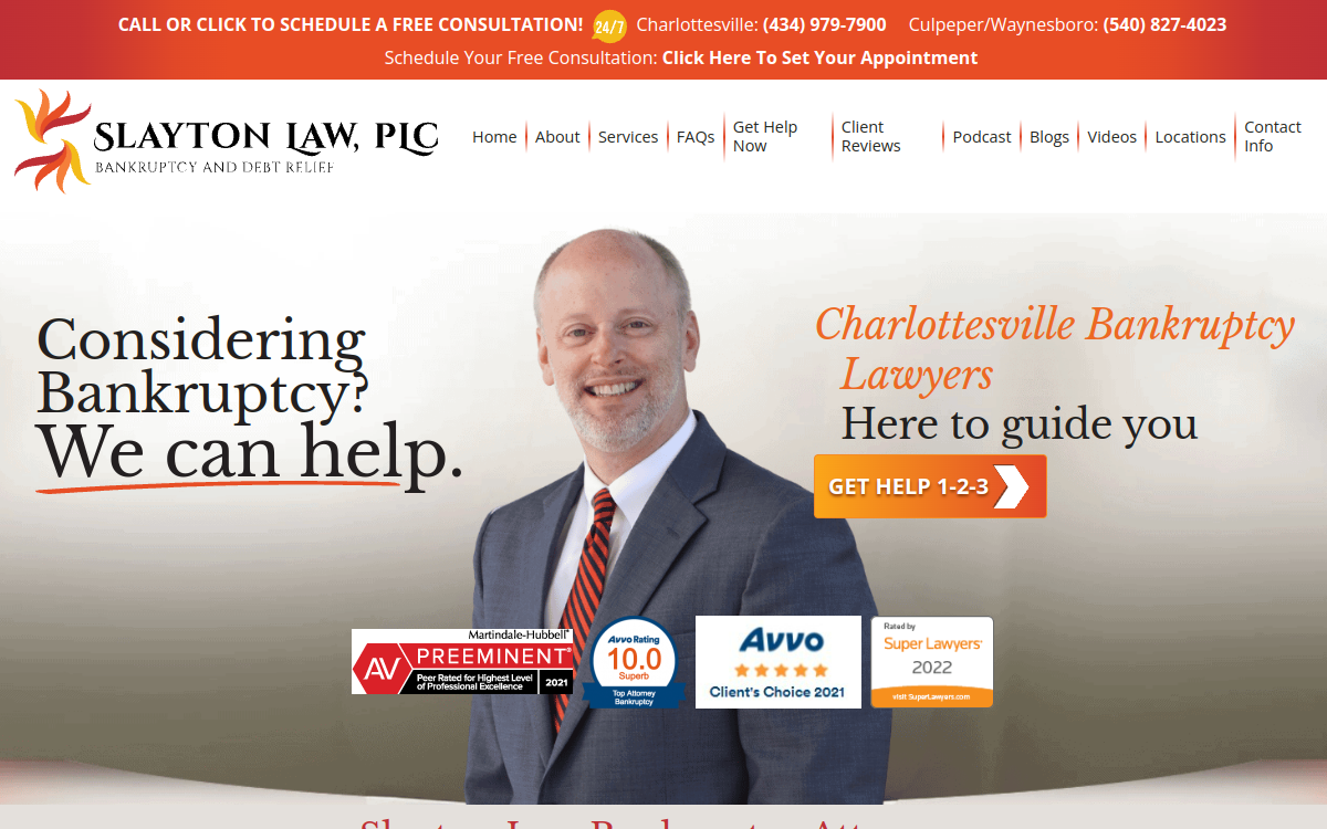 Slayton Law, PLC website screenshot