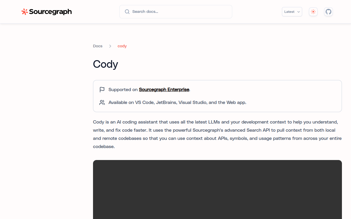 Sourcegraph Cody website preview