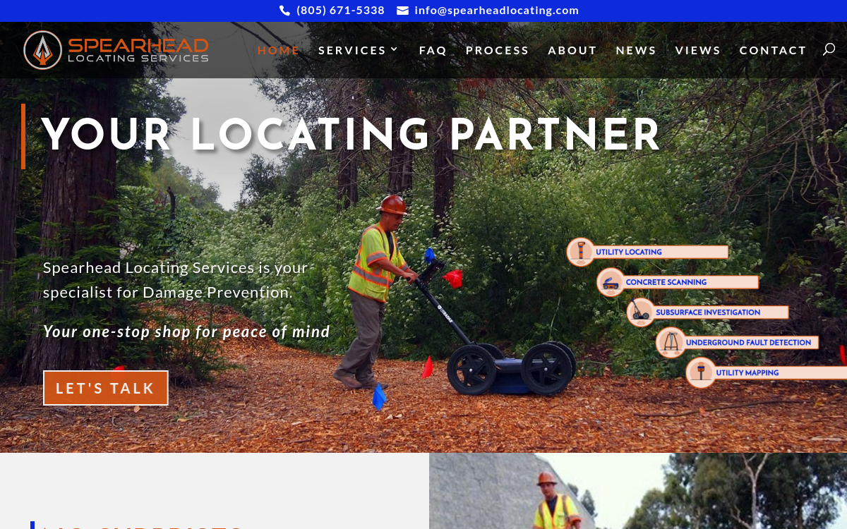 Spearhead Locating Services website screenshot