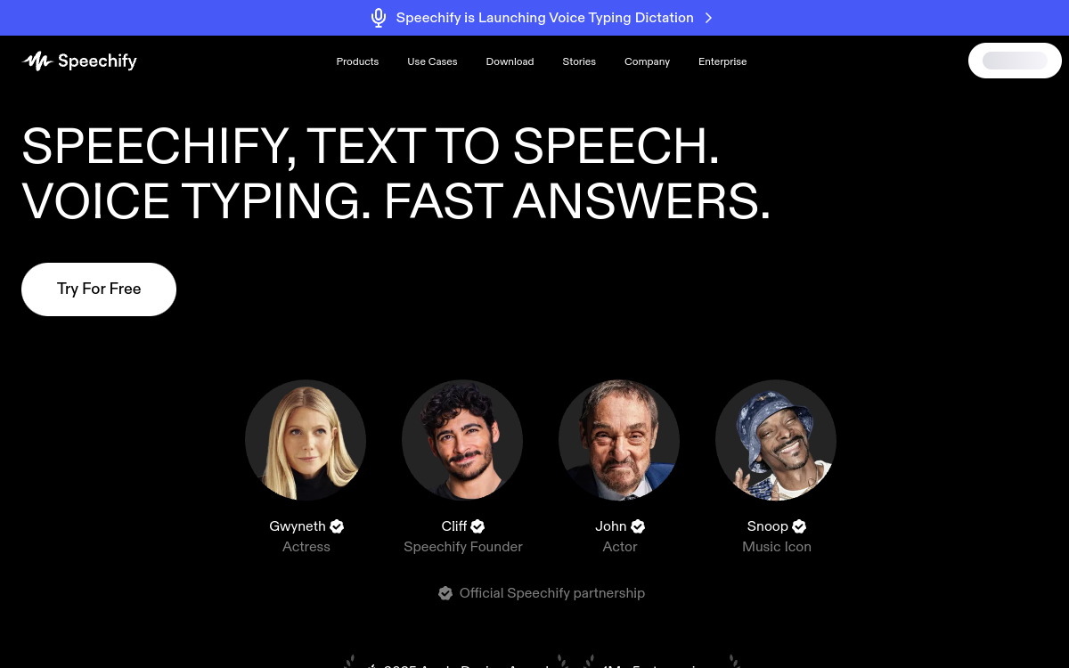 Speechify website preview