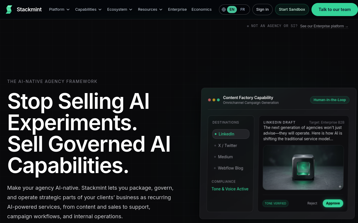 Captura de pantalla de Stackmint AI