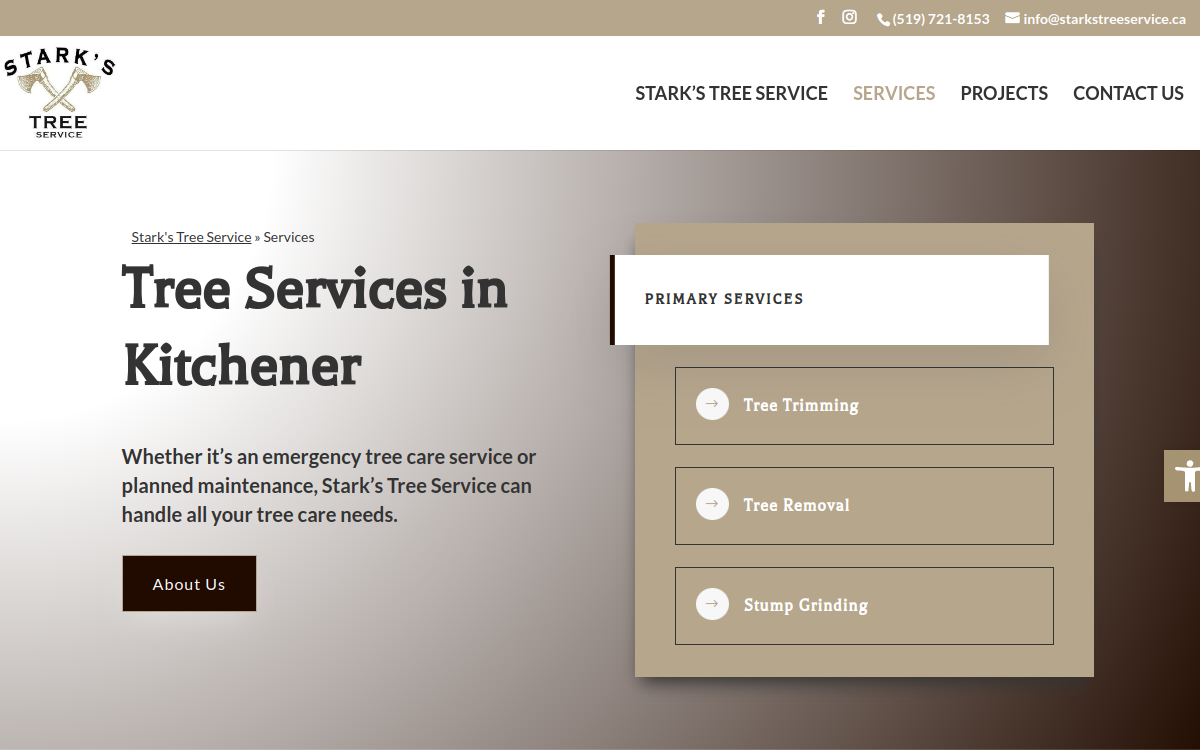 Stark's Tree Service website screenshot