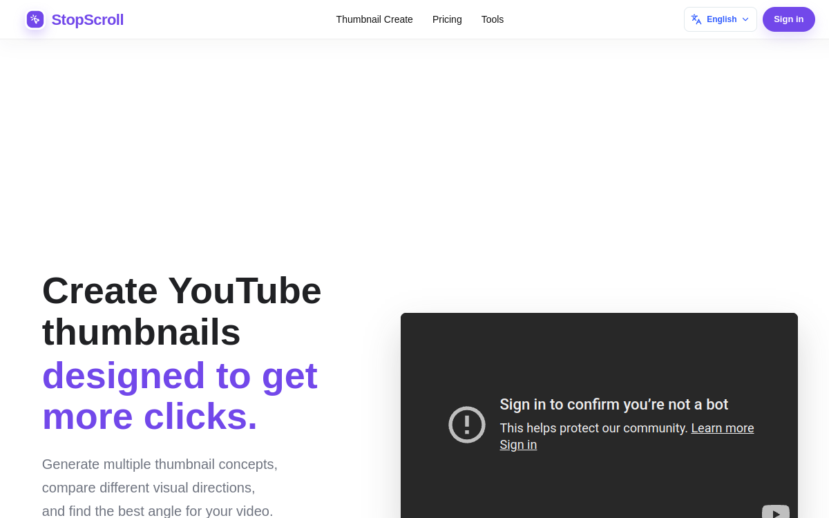 Screenshot of StopScroll