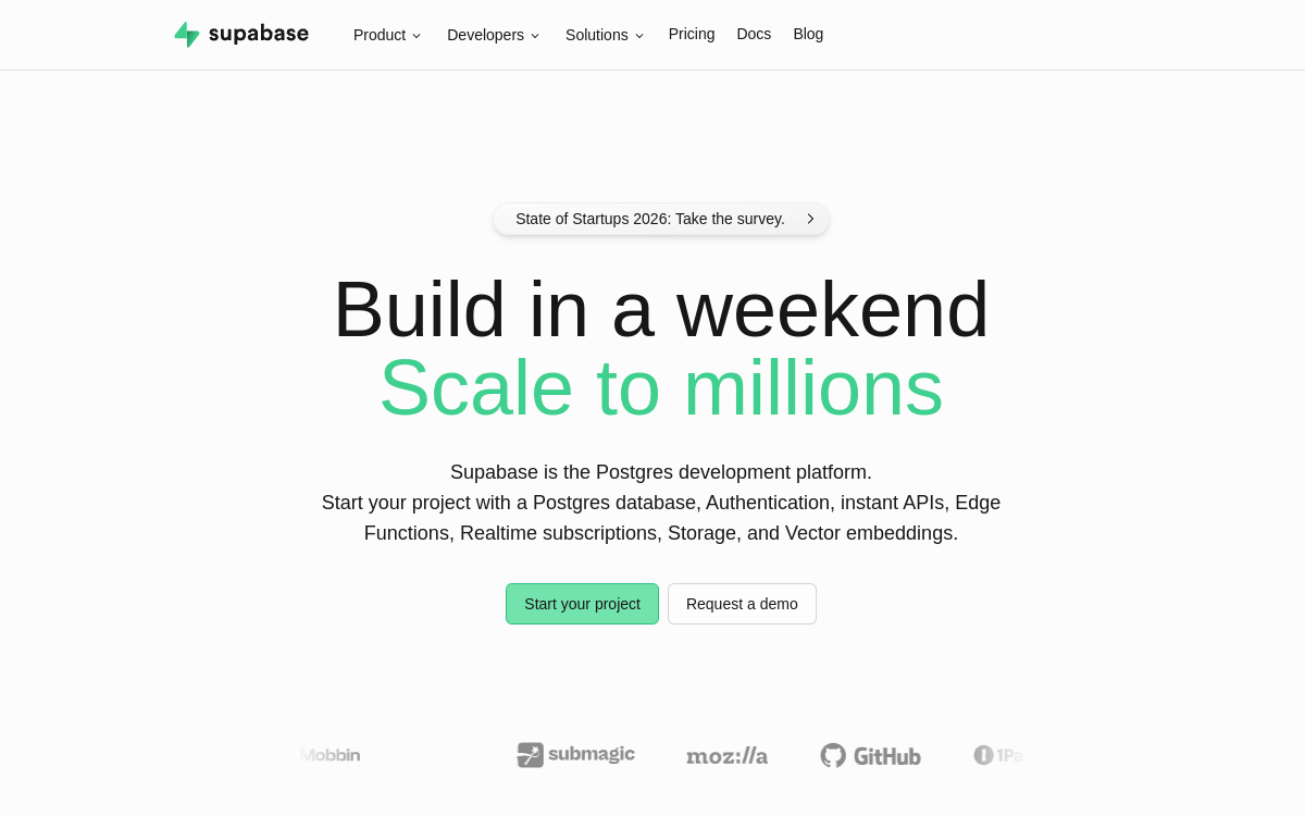 Supabase website preview