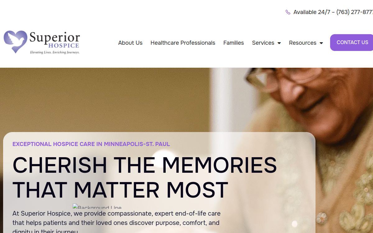Superior Hospice website screenshot