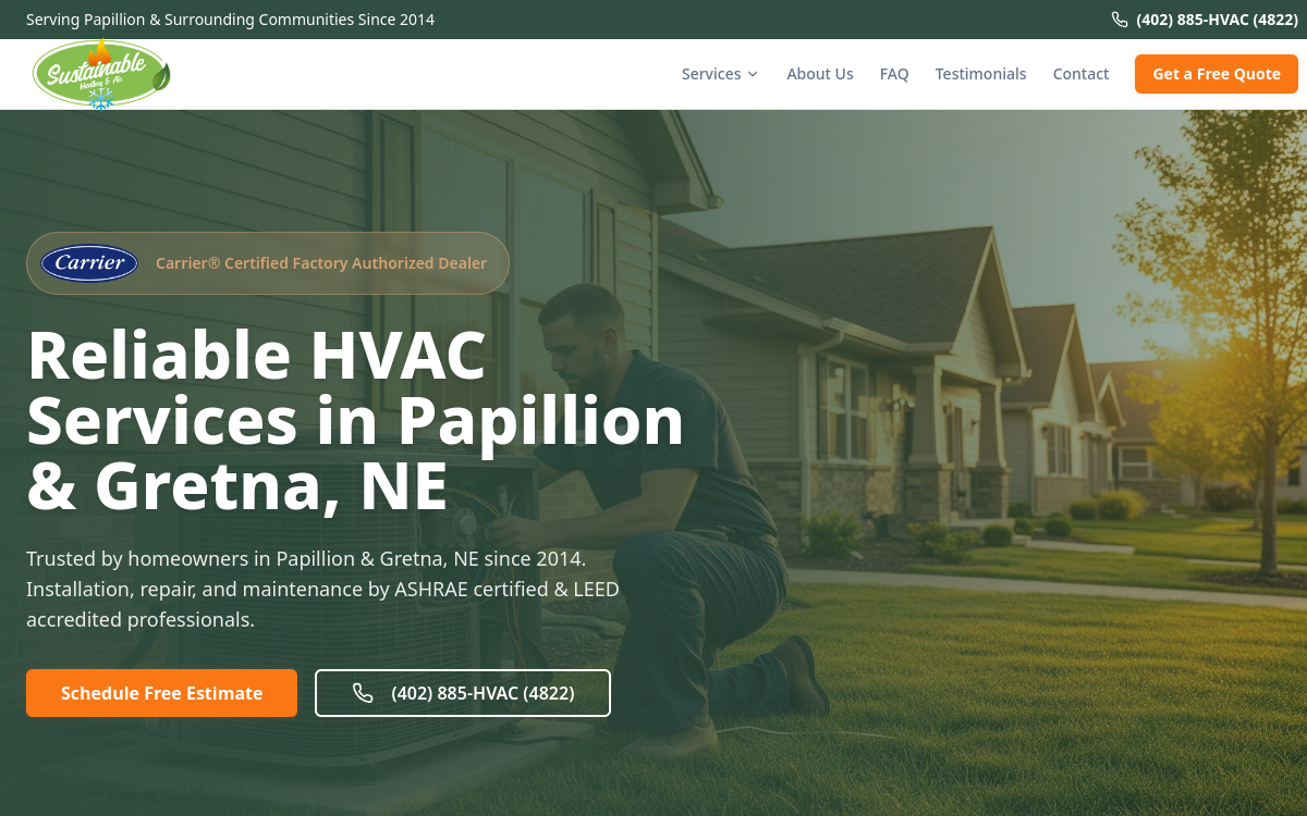 Sustainable Mechanical Inc. website screenshot
